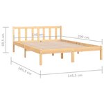 Vidaxl cadre de lit bois de pin massif 140x200 cm