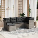 vidaXL Salon de jardin 6 Pièces avec coussins gris résine tressée