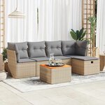 vidaXL Salon de jardin avec coussins 6 Pièces beige résine tressée