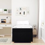 vidaXL Cadre de lit avec matelas avec matelas Noir 90 x 200 cm tissu