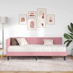 vidaXL Cadre de lit d'angle avec matelas 2 Pièces Gris Velours