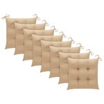 vidaXL Chaises de jardin lot de 8 avec coussins beige Bois teck solide
