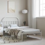 vidaXL Cadre de lit métal sans matelas et tête de lit blanc 100x200 cm