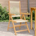 vidaXL Chaises de jardin lot de 2 beige bois d'acacia et polypropylène