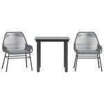 vidaXL Ensemble à manger jardin coussins 3 Pièces gris poly rotin verre