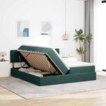 vidaXL Lit de rangement LED avec matelas Vert foncé 180 x 200 cm