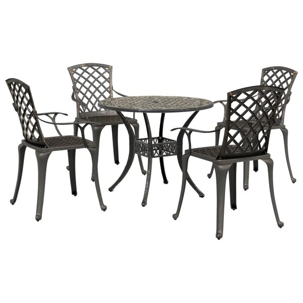 vidaXL Ensemble manger de jardin 5 Pièces bronze aluminium coulé