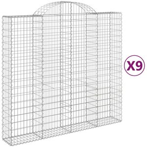 vidaXL Paniers à gabions arqués 9 Pièces 200x50x180/200 cm Fer galvanisé