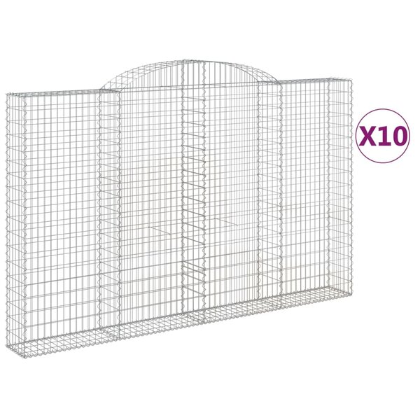 vidaXL Paniers à gabions arqués 10 Pièces 300x30x180/200 cm fer galvanisé