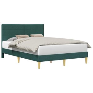 vidaXL Cadre de lit avec tête de lit Vert foncé 140 x 200 cm Tissu