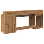 vidaXL Bureau avec lumières LED chêne artisanal bois d'ingénierie