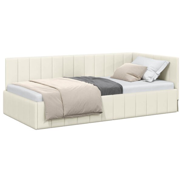 vidaXL Cadre de lit d'angle Crème 100 cm x 200 cm Velours
