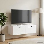 vidaXL Meuble TV mural 98 x 41 x 30 cm Blanc brillant