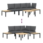 vidaXL Salon de jardin 4 Pièces avec coussins noir aluminium