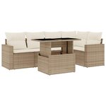 vidaXL Salon de jardin avec coussins 6 Pièces beige résine tressée