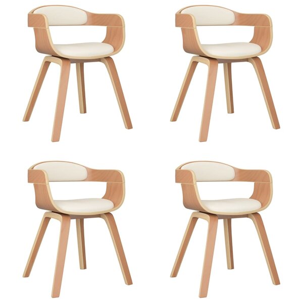 vidaXL Chaises à manger lot de 4 crème similicuir et bois courbé