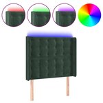 vidaXL Tête de lit à LED Vert foncé 83x16x118/128 cm Velours
