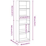 vidaXL Bibliothèque chêne artisanal 60x30x189 cm bois d'ingénierie