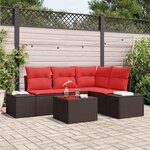 vidaXL Ensemble de canapé de jardin 5 Pièces Marron polyrotin
