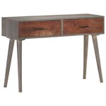 vidaXL Table console Gris 110x35x75 cm Bois de manguier massif brut