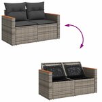 vidaXL Salon de jardin 8 Pièces avec coussins gris résine tressée