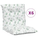 vidaXL Coussins de chaise à dossier bas lot de 6 modèle de feuille