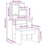vidaXL Ensemble de coiffeuse avec LED chêne artisanal bois ingénierie