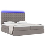 vidaXL Lit de rangement LED avec matelas Taupe 200 x 200 cm Tissu