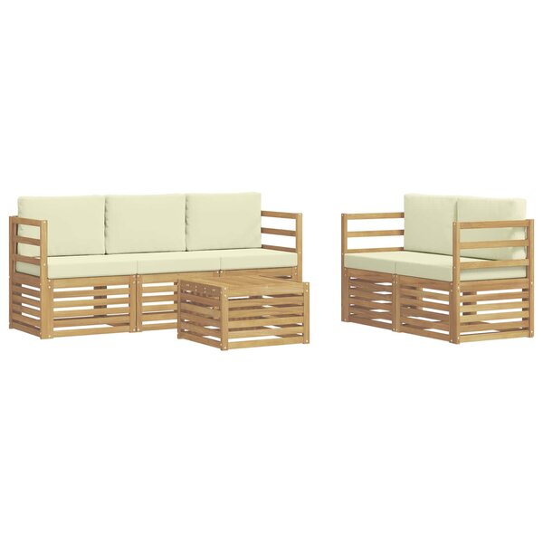 vidaXL Ensemble de canapés d'extérieur 6 pc Blanc et crème Polyester