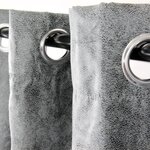 Rideau Havane a oeillets - Aspect cuir - 140 x 250 cm - Gris
