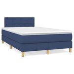 vidaXL Sommier à lattes de lit avec matelas bleu 120x190 cm tissu