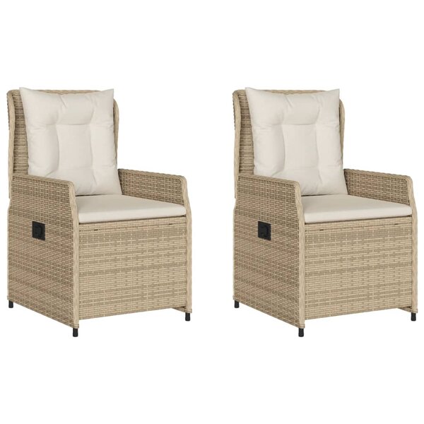 vidaXL Chaises inclinables de jardin lot de 2 beige résine tressée