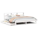 vidaXL Lit bibliothèque sans matelas blanc 180x200 cm bois pin massif
