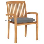 vidaXL Chaises de jardin lot de 2 et coussins gris Bois de teck massif