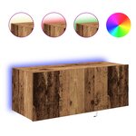 Meuble TV vidaXL avec lumières LED en vieux bois 80x35x31 cm