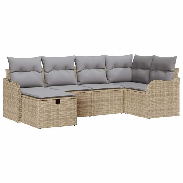 vidaXL Ensemble de canapé de jardin 6 Pièces Beige Poly rotin