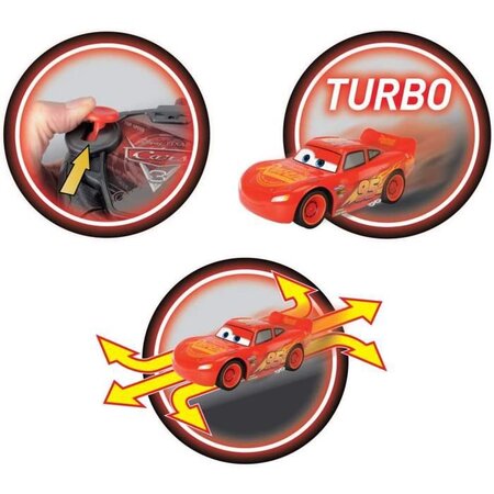 Majorette - Disney Cars 3 - Voiture Radio Commandée Flash McQueen - Echelle  1/24eme - Fonction Turbo - La Poste