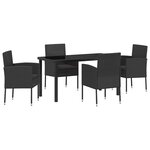 vidaXL Ensemble de salle à manger pour jardin 5 Pièces Noir Poly rotin