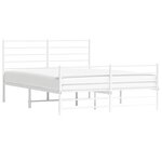 vidaXL Cadre de lit métal sans matelas et pied de lit blanc 150x200 cm