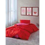 Parure de lit - housse de couette 220 x 240 + 2 taies d'oreiller 60 x 60 coton renforcé - Rouge