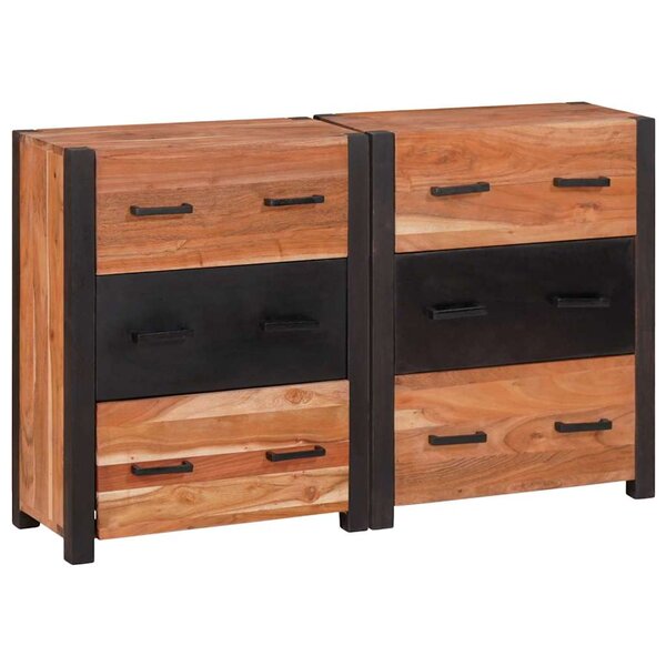 vidaXL Buffet 3 Pièces Marron 110 x 30 x 75 cm Bois d'Acacia Massif