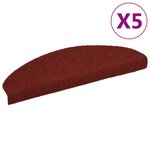 vidaXL Tapis d'escalier autocollants 5 pièces 65 x 21 x 4 cm Bordeaux Rouge Demi-rond Grand