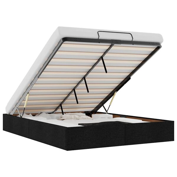 vidaXL Cadre de lit ottoman sans matelas noir 140x200 cm tissu