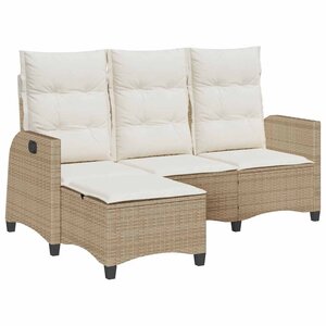 vidaXL Canapé de jardin inclinable coussins forme de L beige polyrotin
