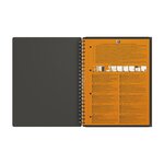 Cahier MEETINGBOOK spirales 160 pages perforées 80g 5x5 21x31 8cm Gris OXFORD