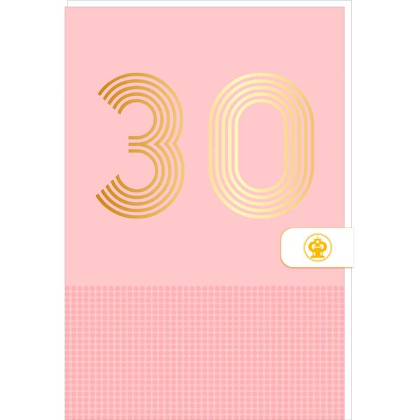Carte D'anniversaire 30 Ans En Or - Rose - A Message - Pour Homme Et Femme - 11 5 X 17 Cm - Draeger paris