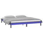 vidaXL Cadre de lit à LED sans matelas gris 200x200 cm bois massif