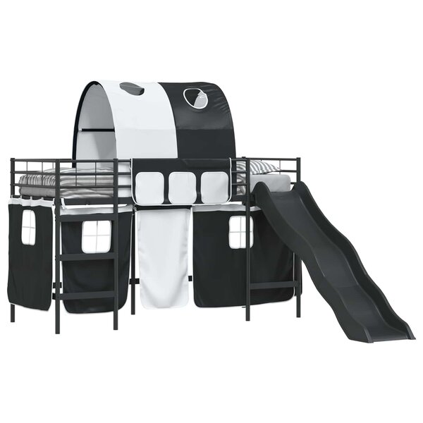 vidaXL Lit mezzanine pour enfants Noir 90 x 190 cm Métал