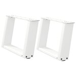 vidaXL Pieds de table basse en U  2 pièces  blanc  50 x (30-31) cm  acier