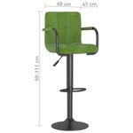 vidaXL Tabouret de bar Vert clair Velours